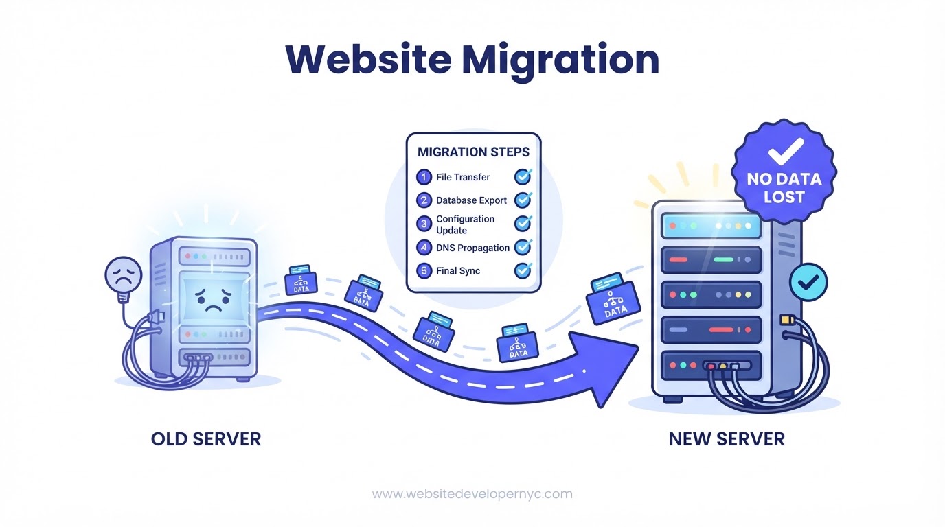 Explainer illustration: Website Migration NYC in NYC