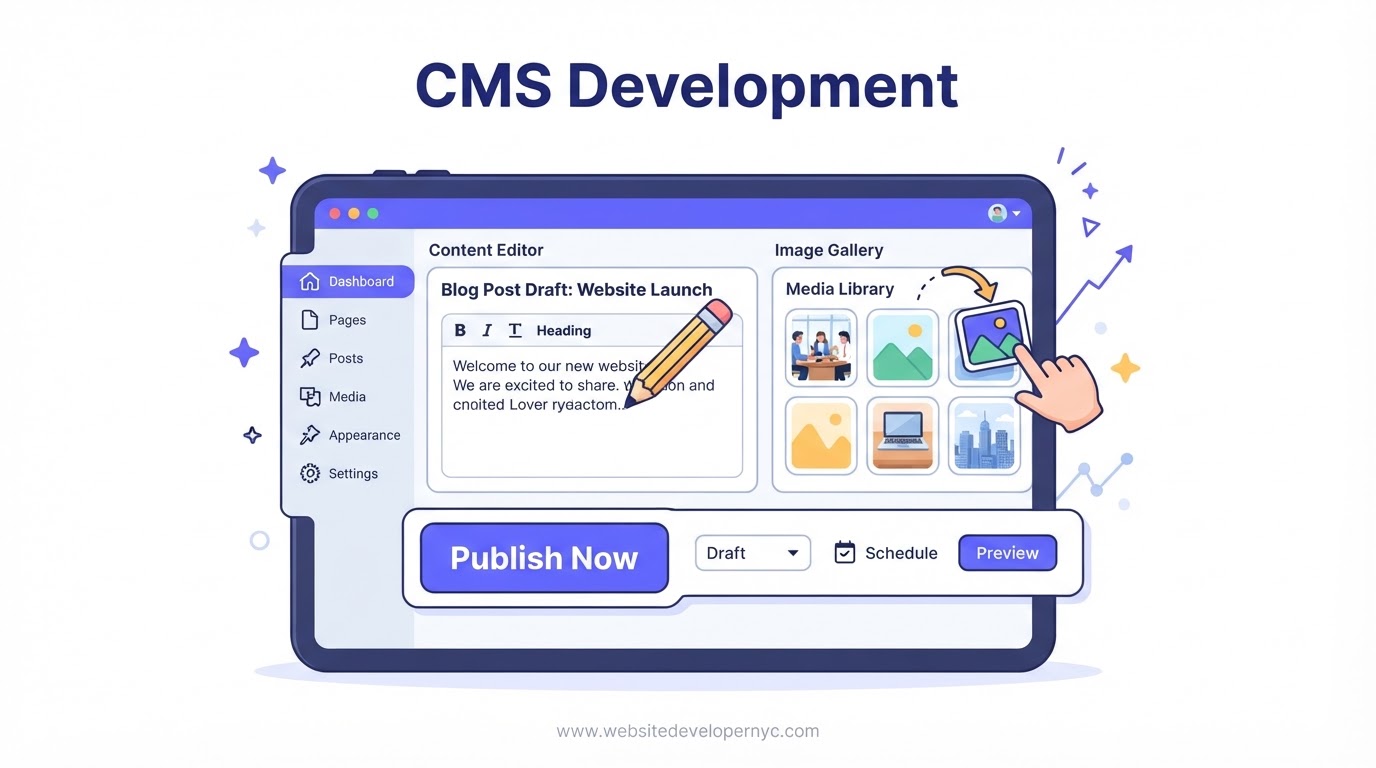 Explainer illustration: Content Management Systems NYC in NYC