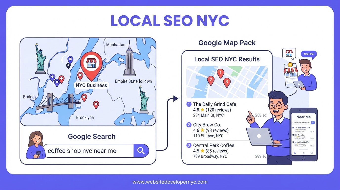 Explainer illustration: Local SEO NYC in NYC
