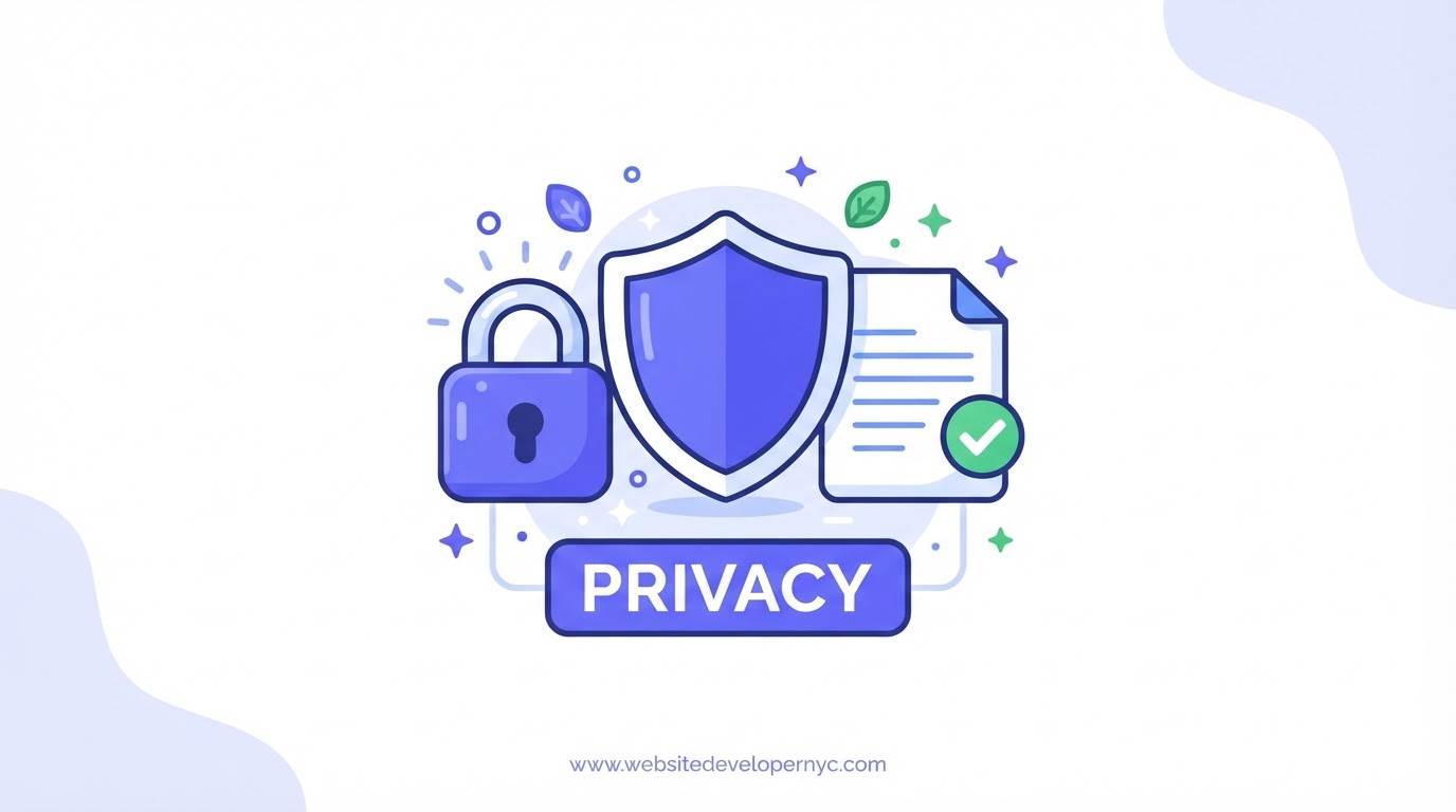 Cartoon illustration of data privacy protection at SITEBOW