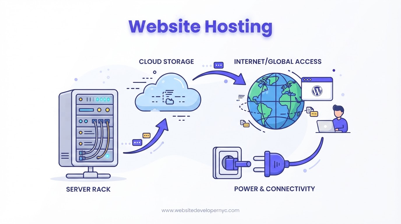Explainer illustration: Website Hosting NYC in NYC