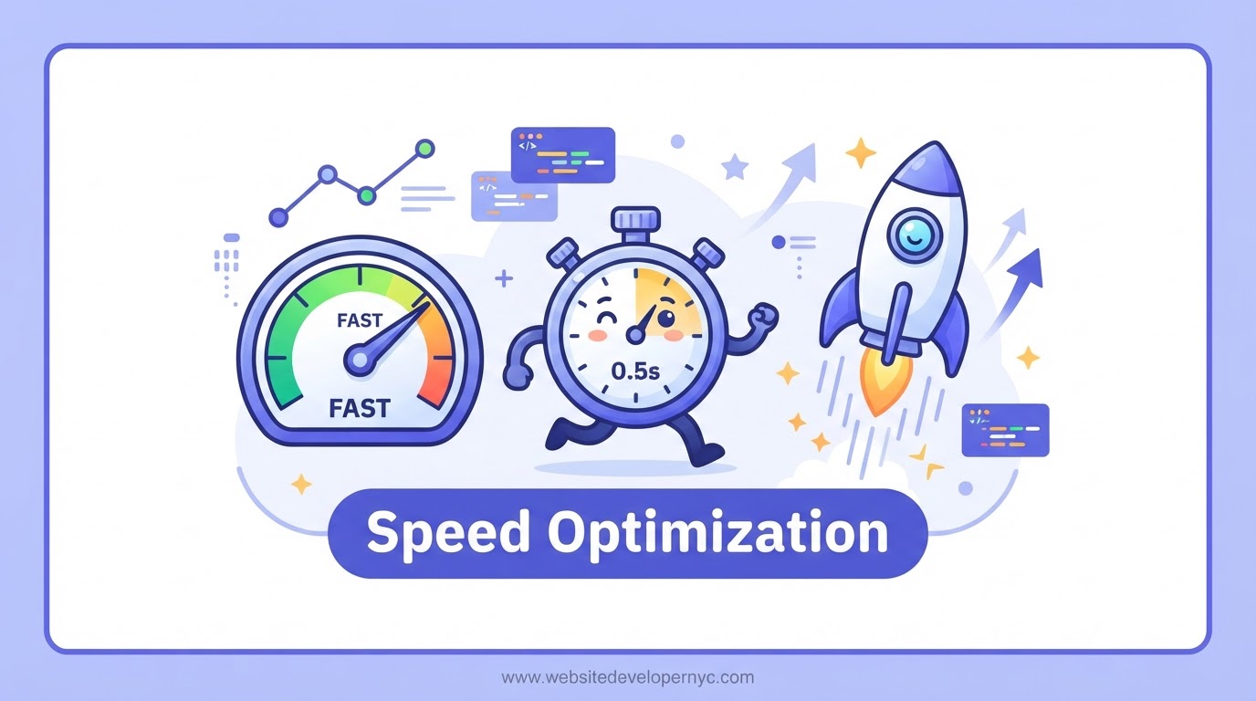 Explainer illustration: Website Speed Optimization NYC in NYC