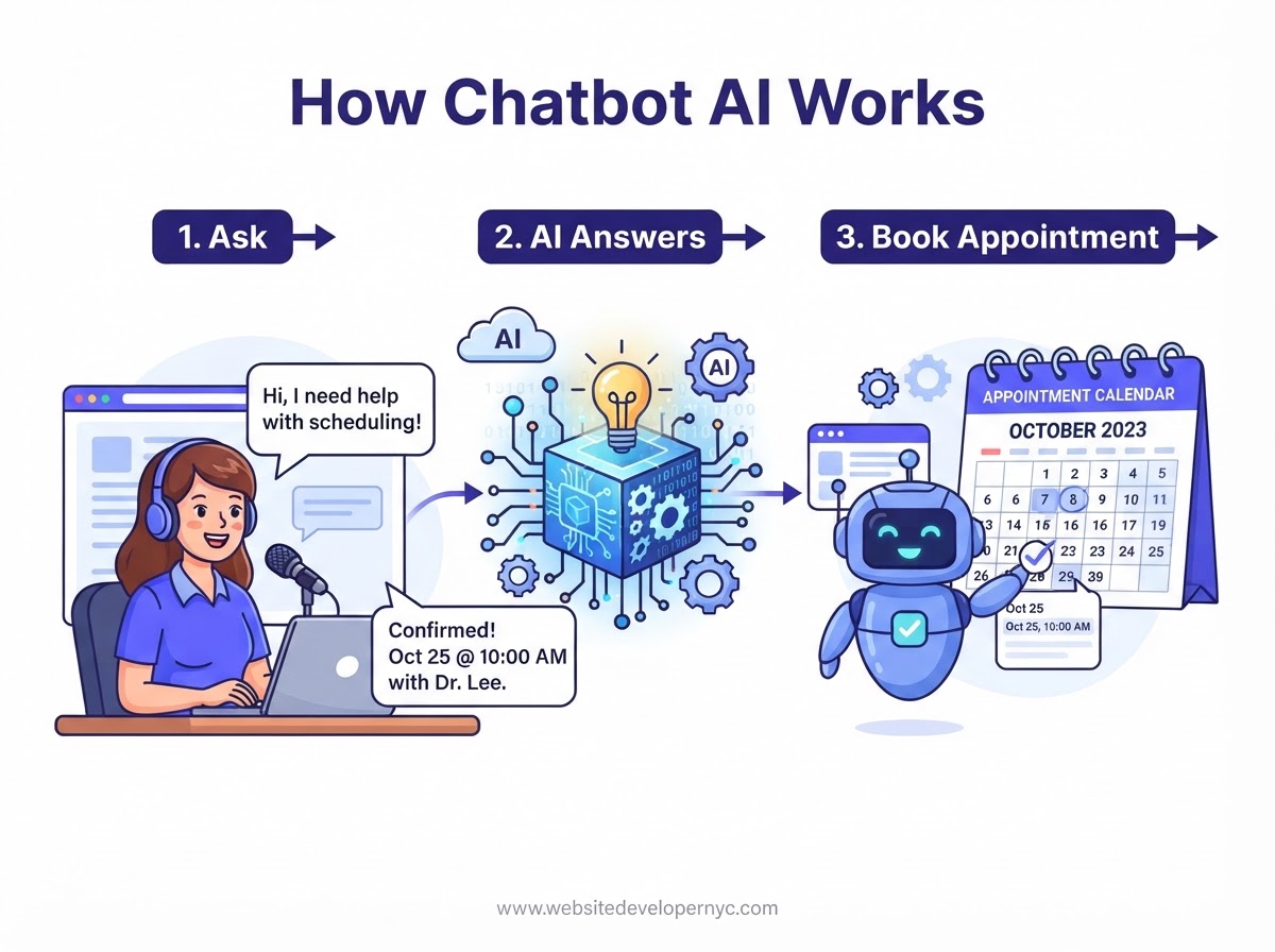 Explainer illustration: Chatbot AI NYC in NYC