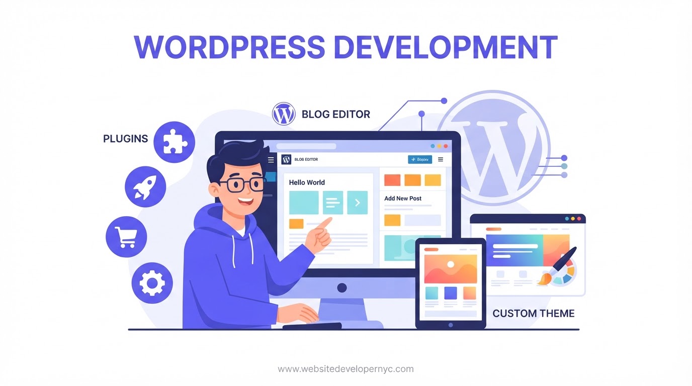 Explainer illustration: WordPress Development NYC in NYC