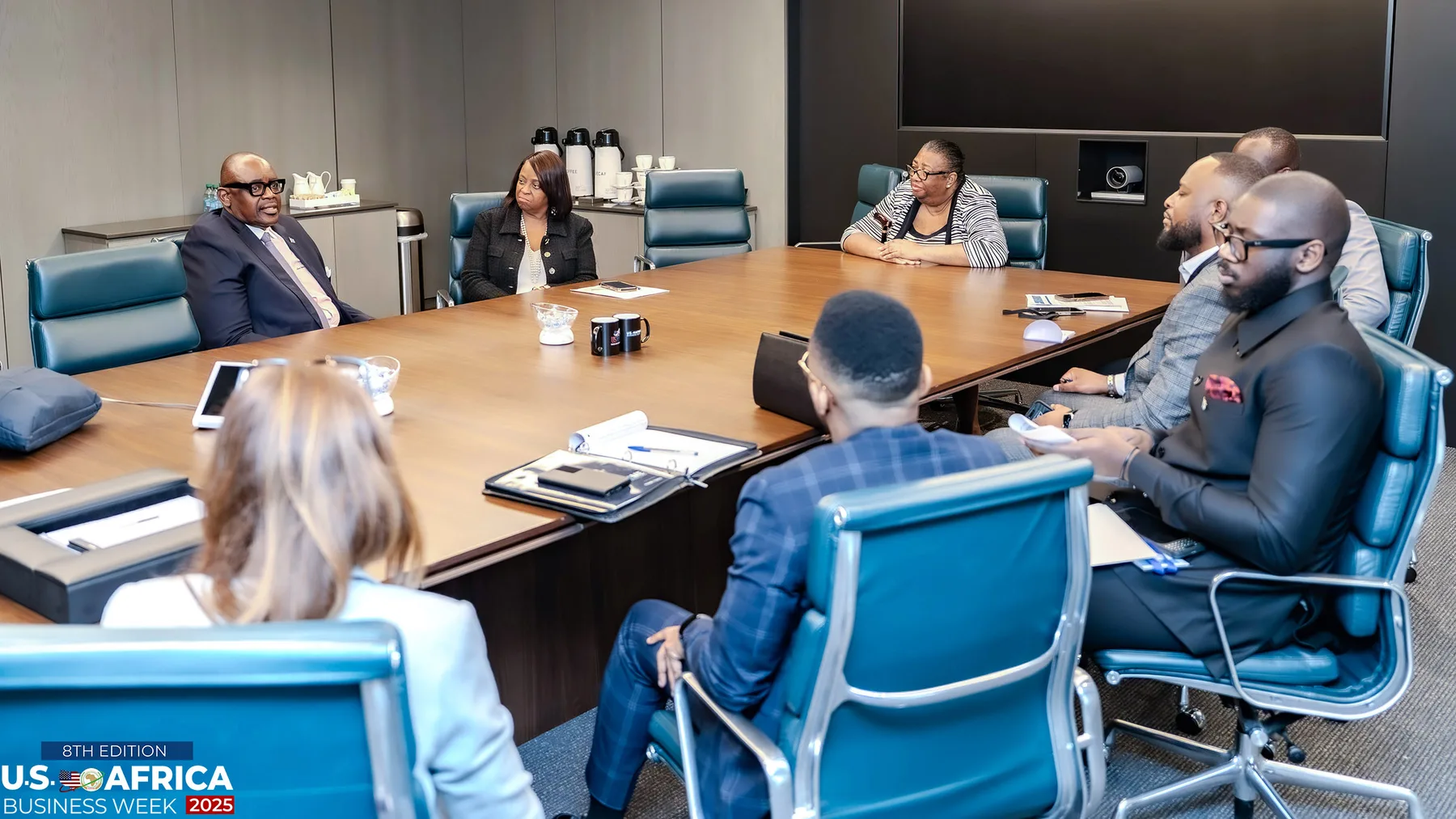 Business and civic leaders collaborating at a roundtable