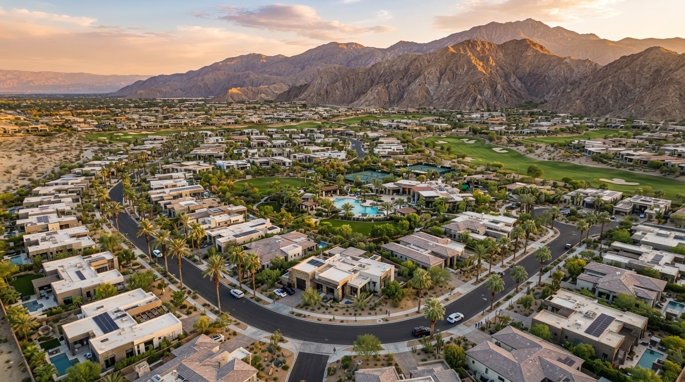 Aerial 3D Masterplan Rendering of Palm Desert Residential Development