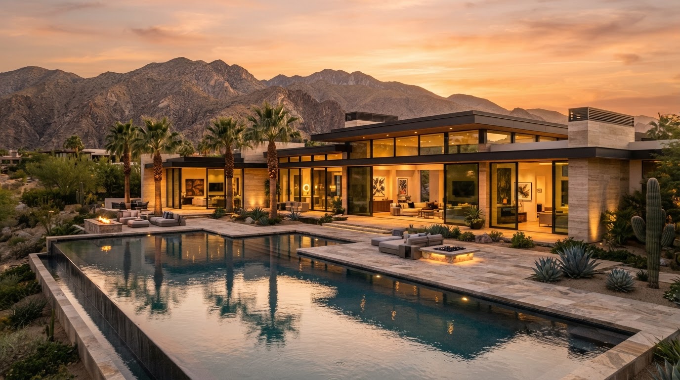 3D Architectural Visualization of Modern Luxury Estate in Palm Desert