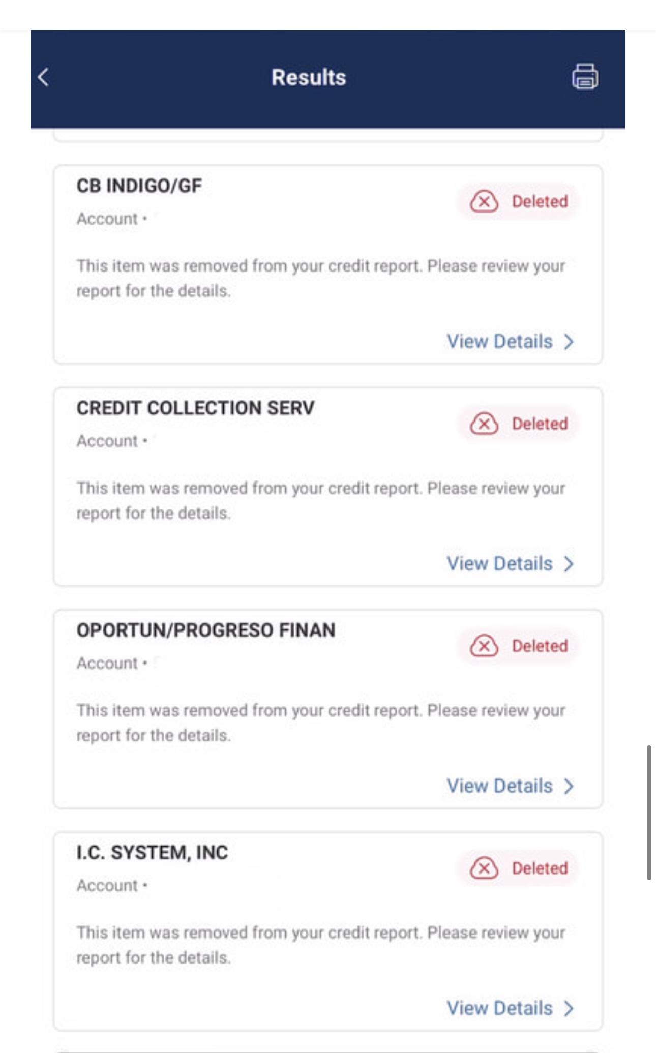 Charge off deletion notice