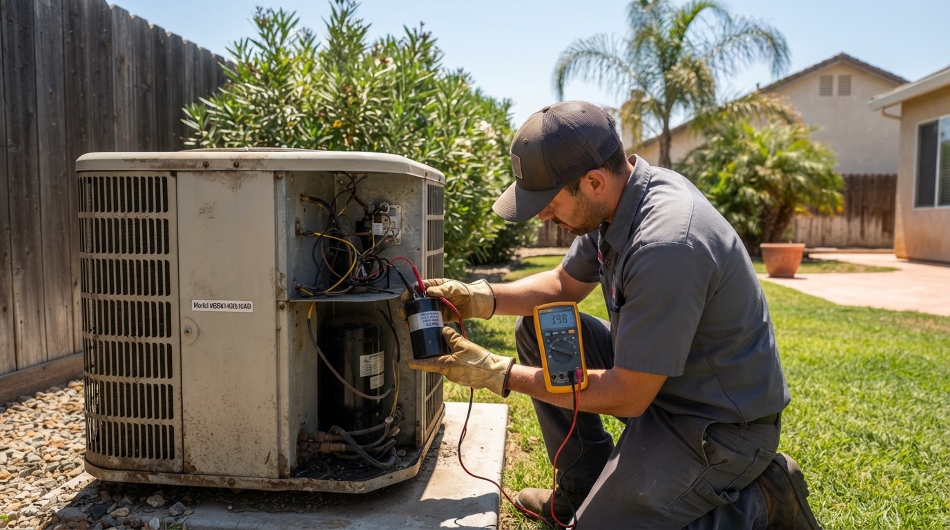 HVAC Tune-Up being performed by a licensed HVAC technician in Bakersfield and Kern County, California