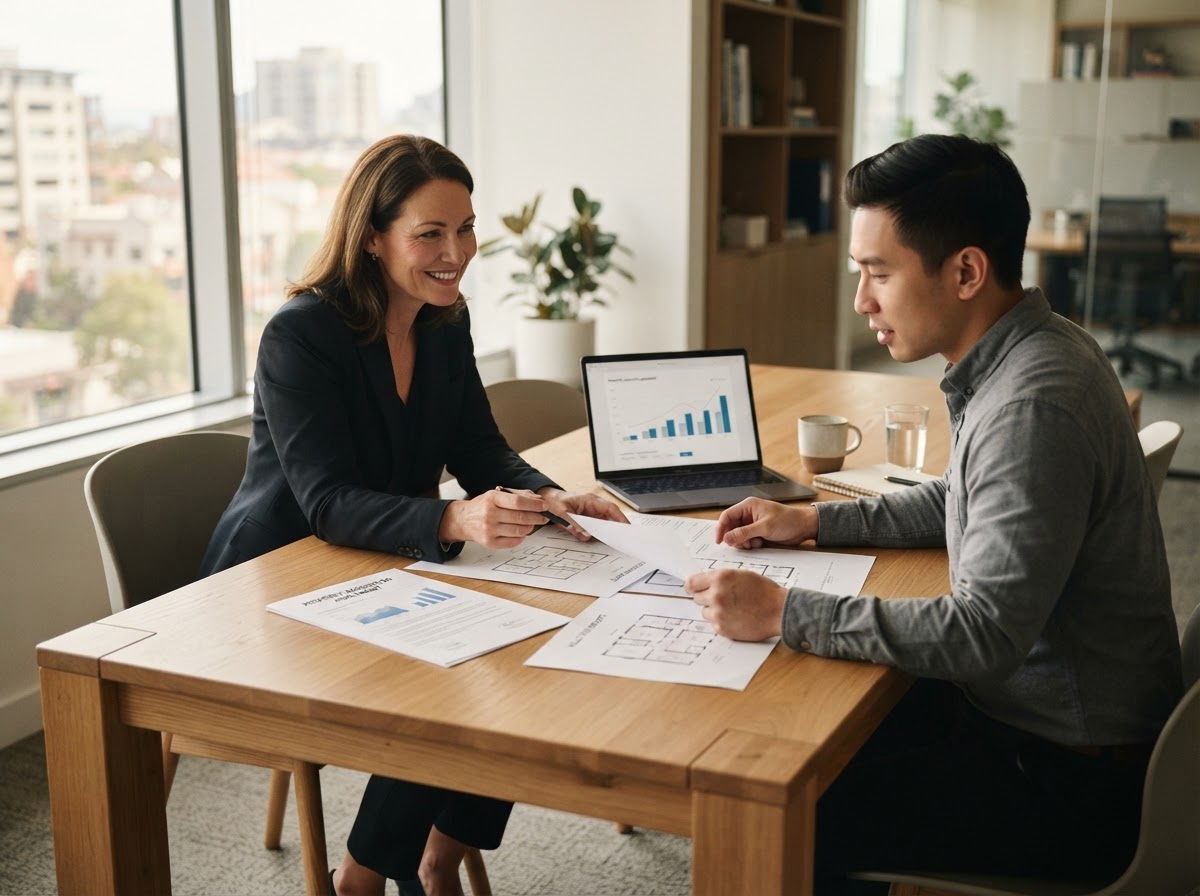 Reunión profesional de asesoramiento inmobiliario