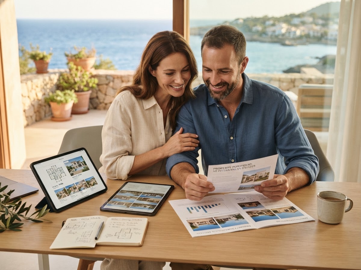 Pareja analizando una compra de vivienda