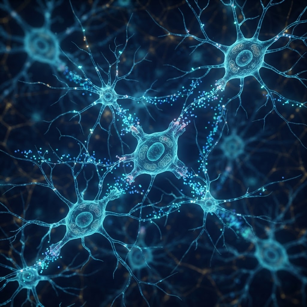 Microscopic representation of cellular signaling and communication pathways