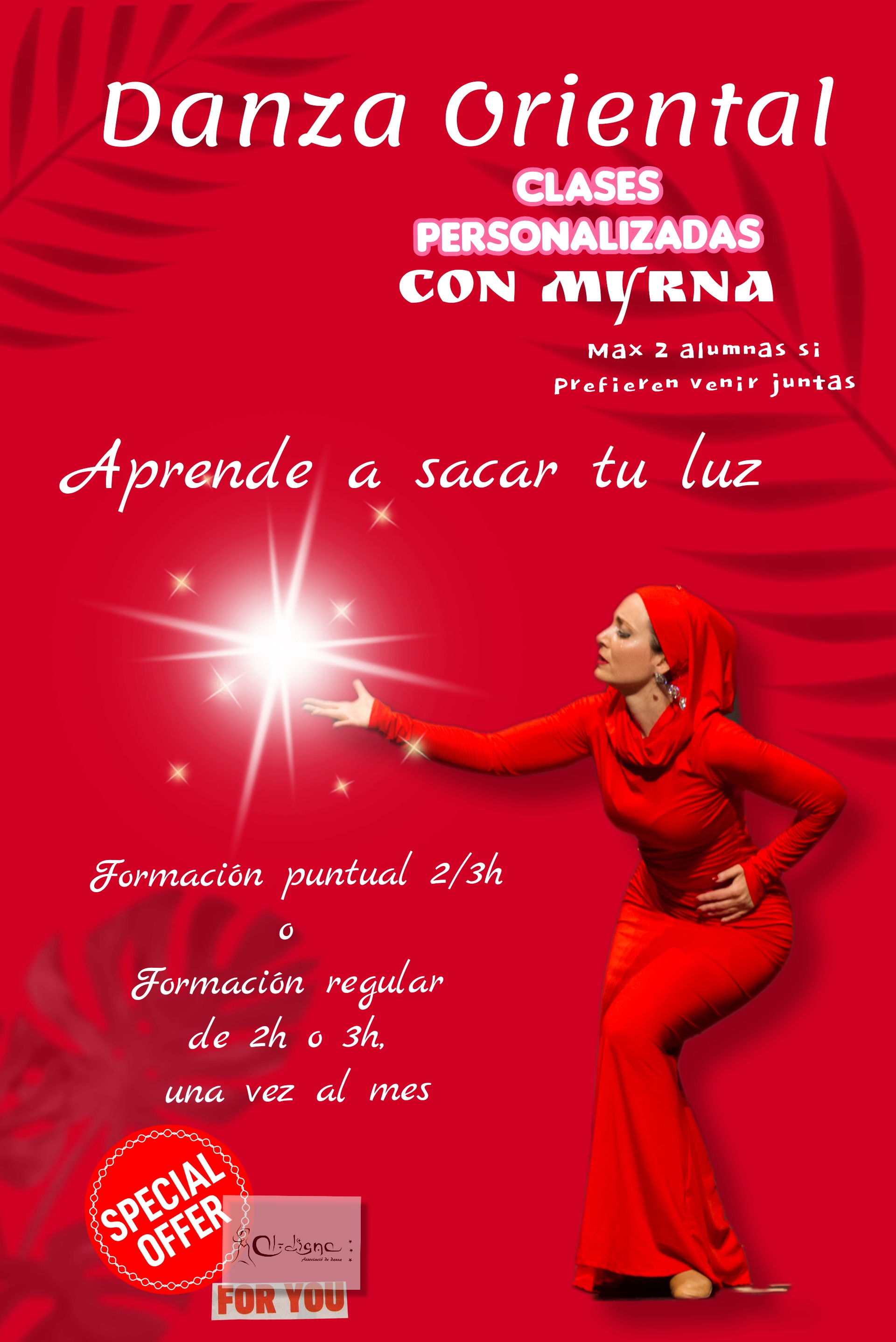 Cartel oficial Clases Personalizadas con Myrna - Aprende a sacar tu luz