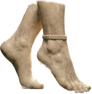 Translucent stone sculpture of a Black woman's feet