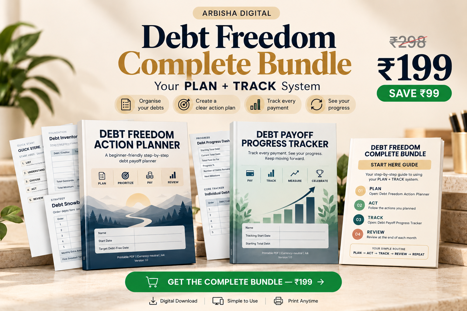 Debt Freedom Complete Bundle — PLAN + TRACK System by Arbisha Digital
