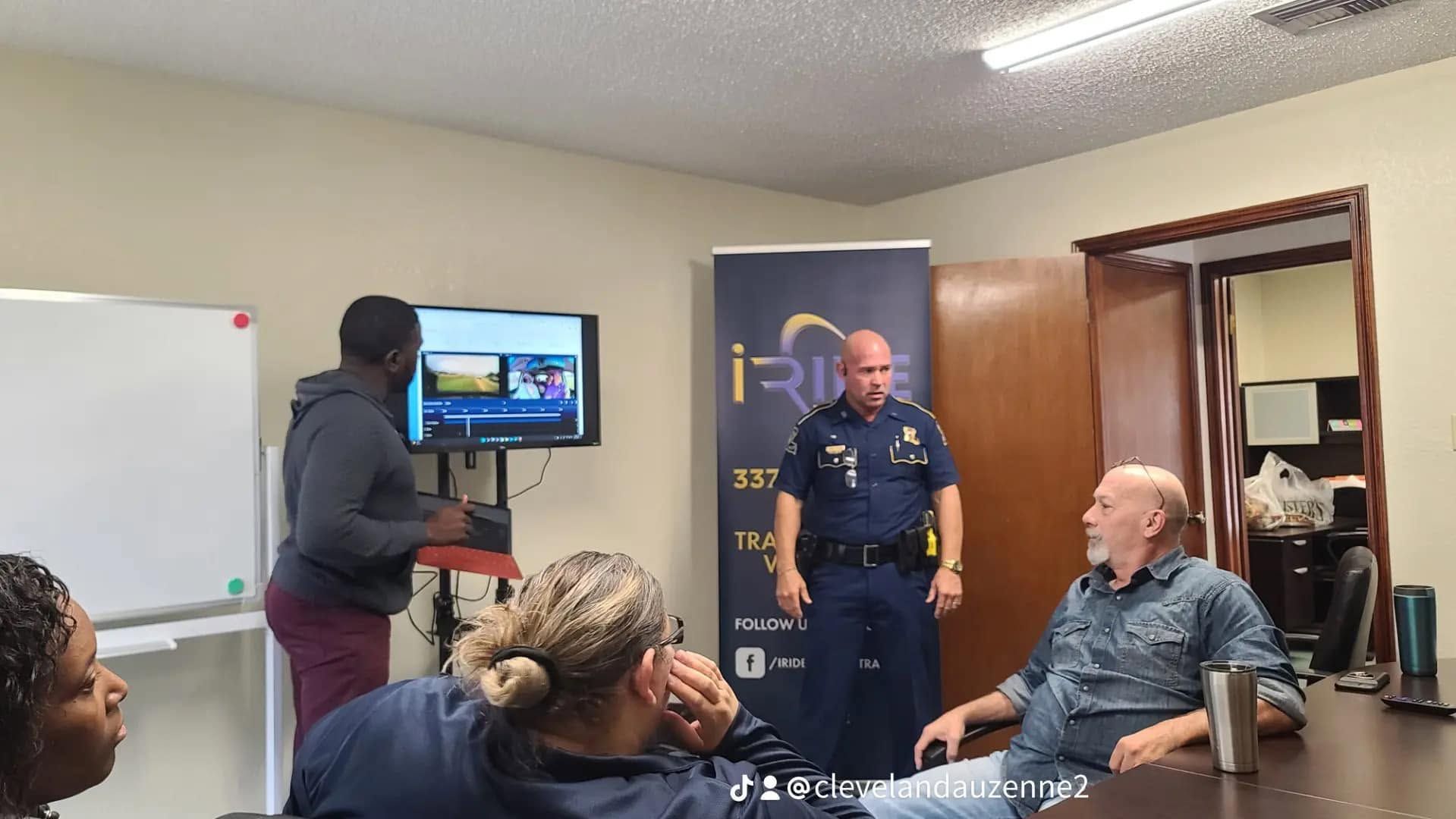Driver safety training session led by Cleveland Auzenne with local law enforcement.