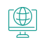 Desktop monitor and globe icon for performance media