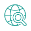 Globe and search magnifying glass icon for Google Search ads