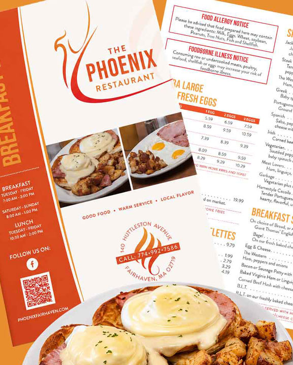 The Phoenix Restaurant menu design by Punch Creatives