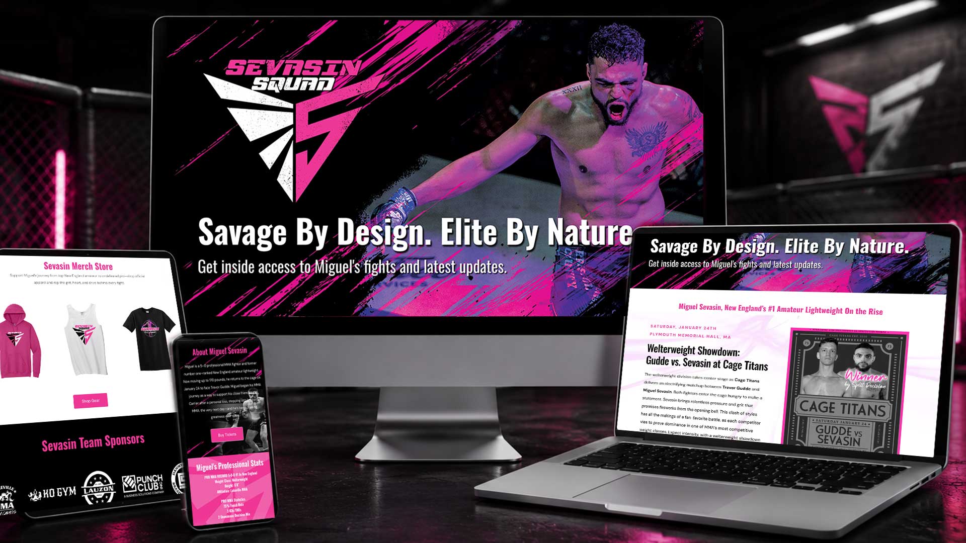 Miguel Sevasin Squad website and online merchandise store on desktop, laptop, and mobile