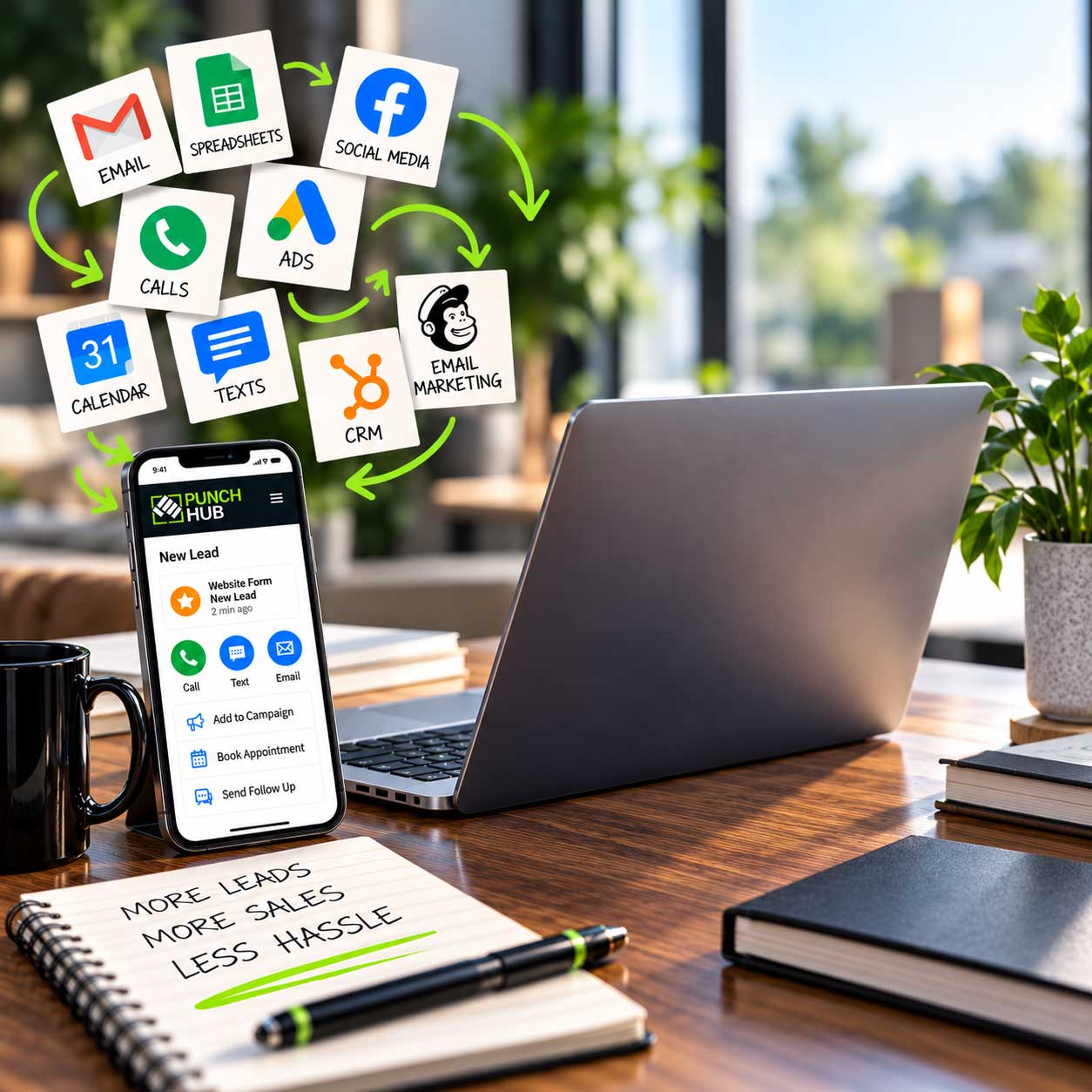 Punch Hub replaces disconnected business tools with an integrated lead generation and CRM system