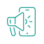 Mobile phone and megaphone broadcast icon for paid social media