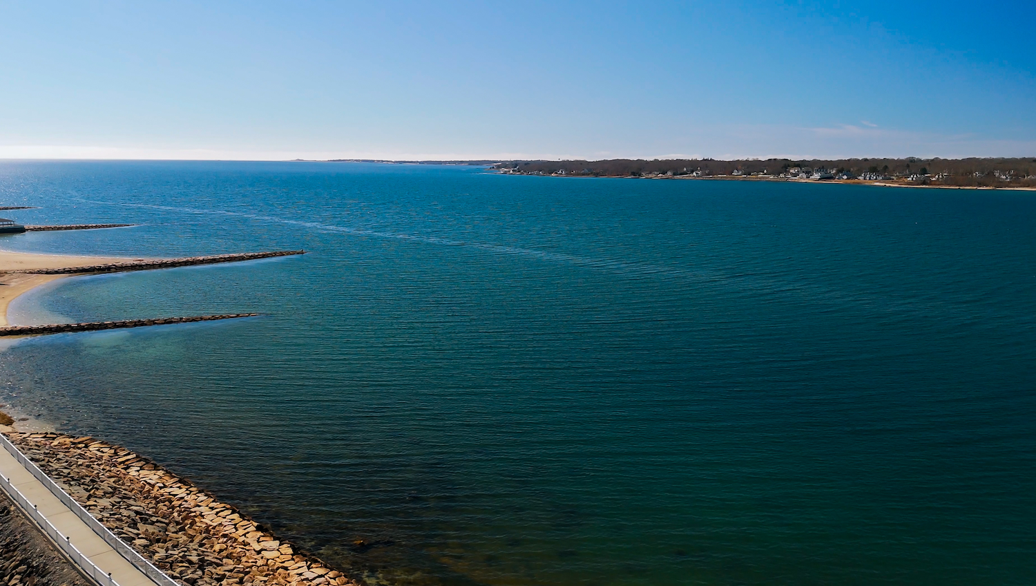 Licensed commercial aerial drone photography of the South Coast shoreline in Massachusetts and Rhode Island by Punch Creatives in Fall River, MA
