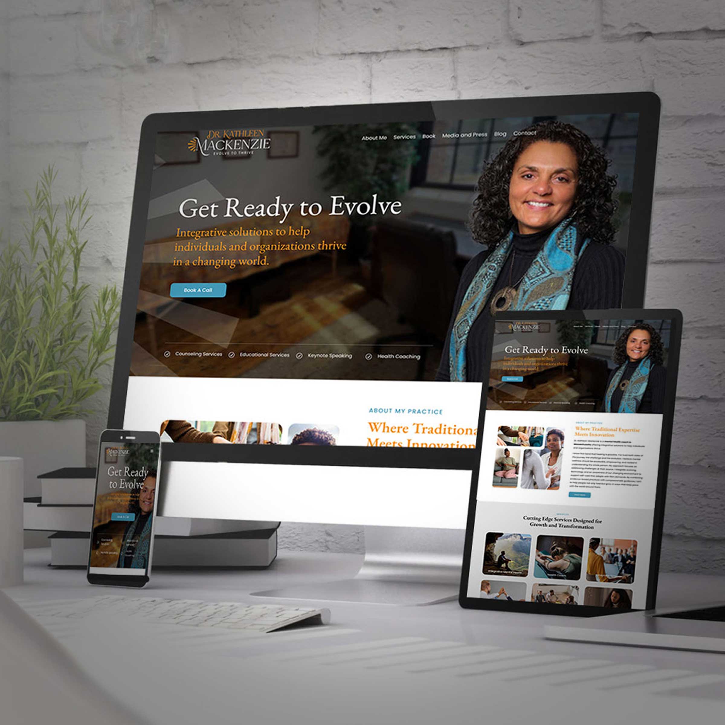 GRT Evolve brand and website for author Dr. Kathleen Mackenzie