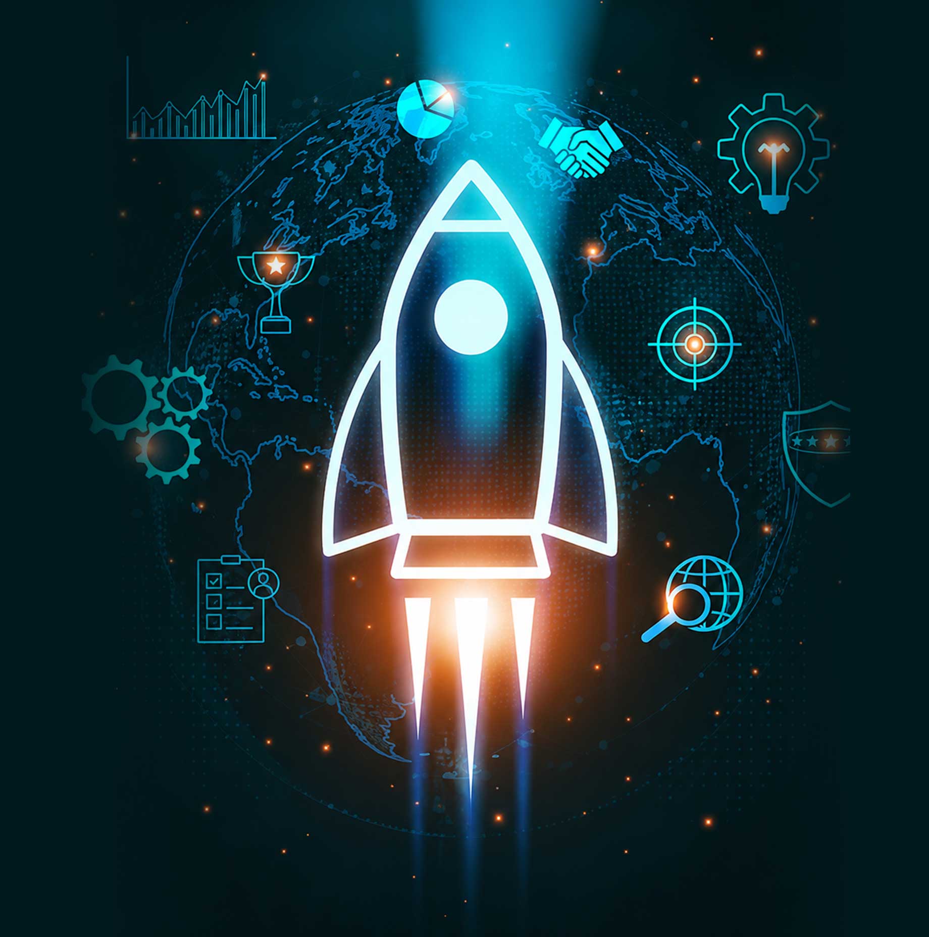 Rocket launch illustration representing digital marketing growth