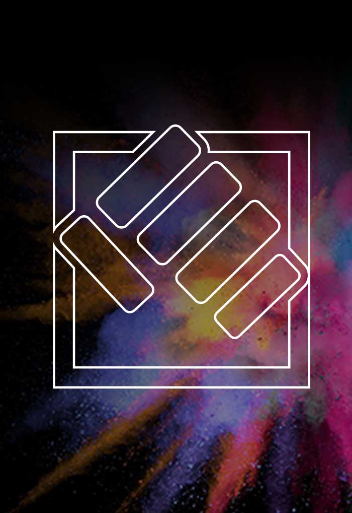 Punch Creatives fist logo mark over colorful burst