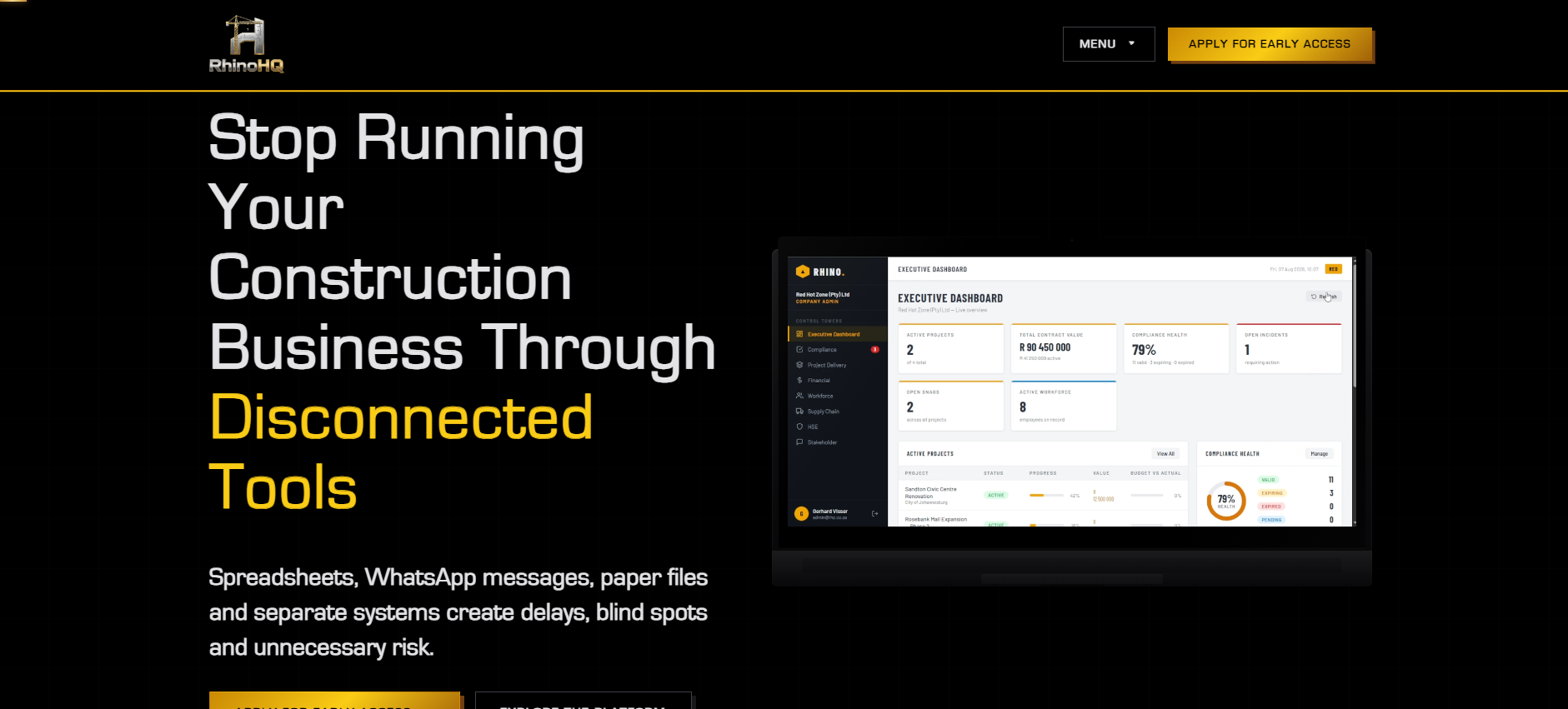 RhinoHQ Website Homepage