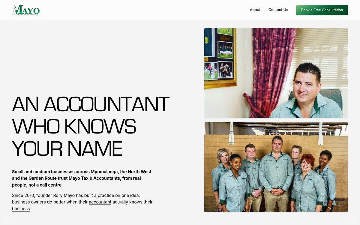 Mayo Tax & Accountants Website Homepage
