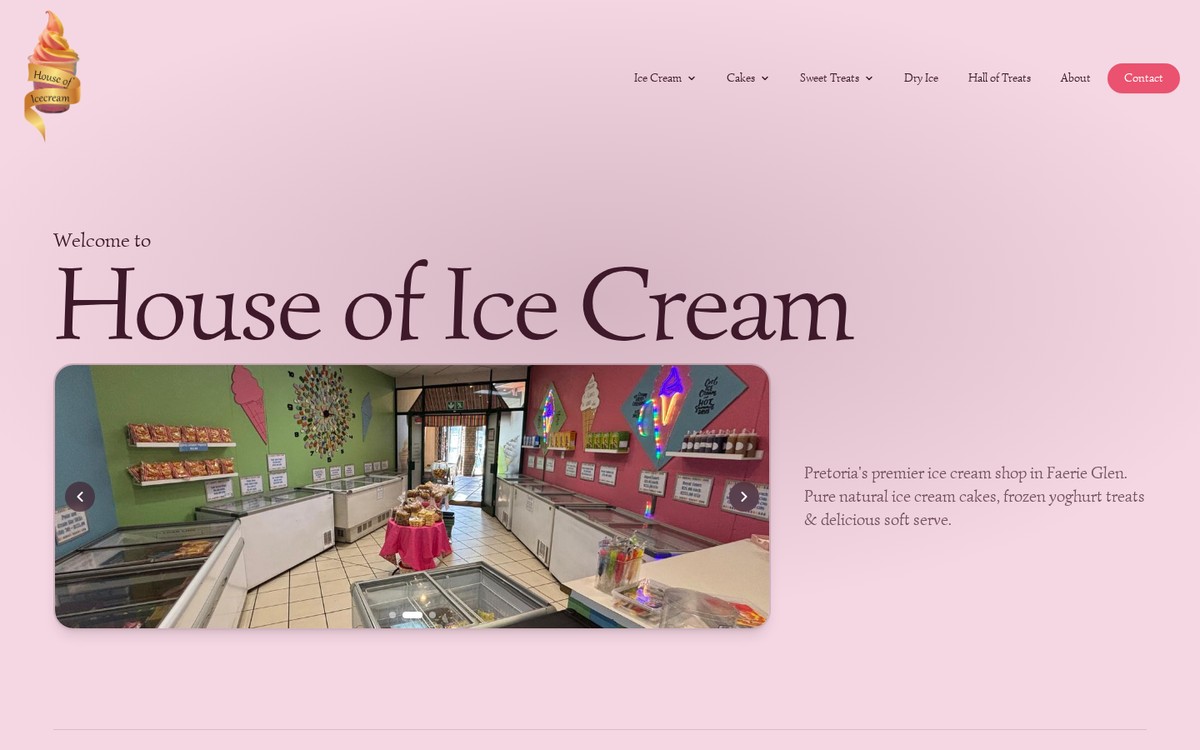 House of Ice Cream Website Homepage