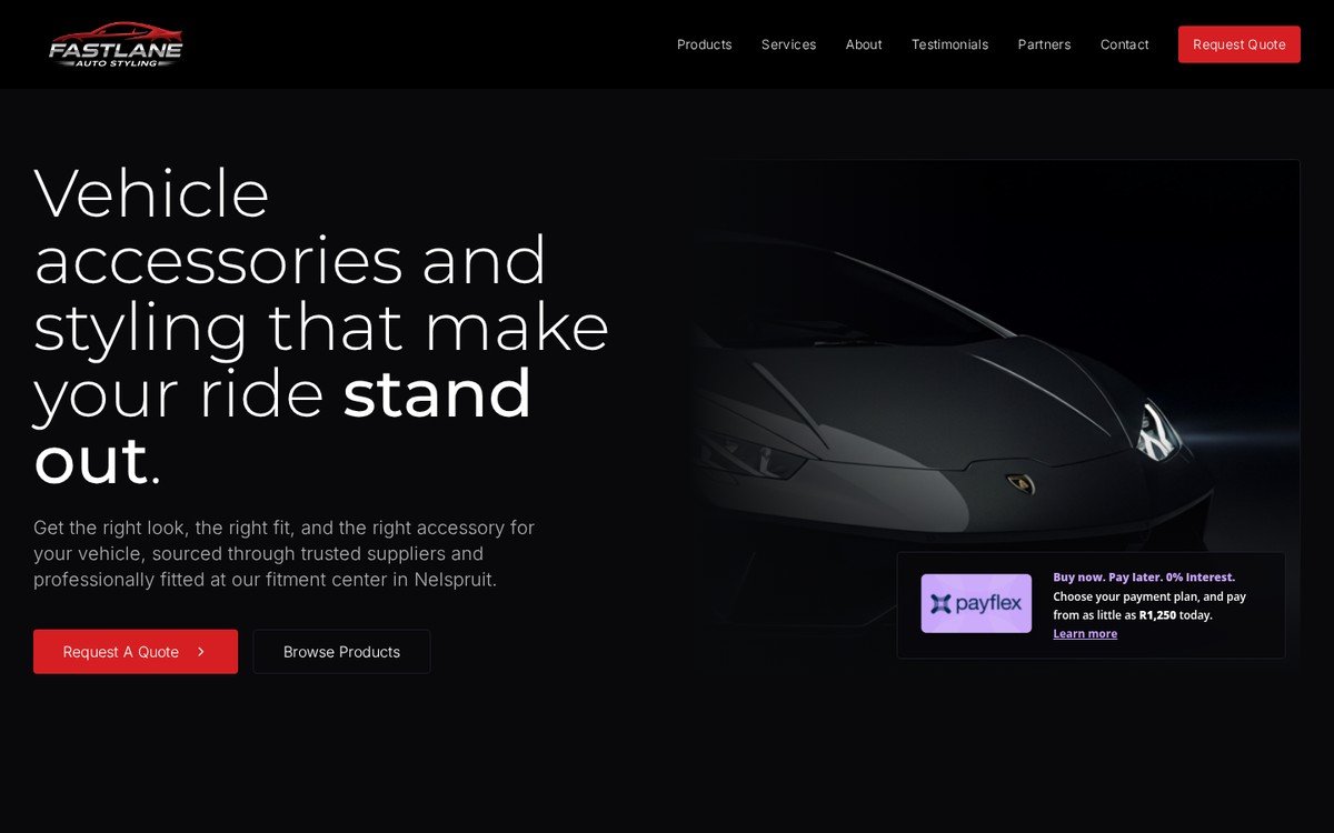 Fastlane Auto Styling Website Homepage