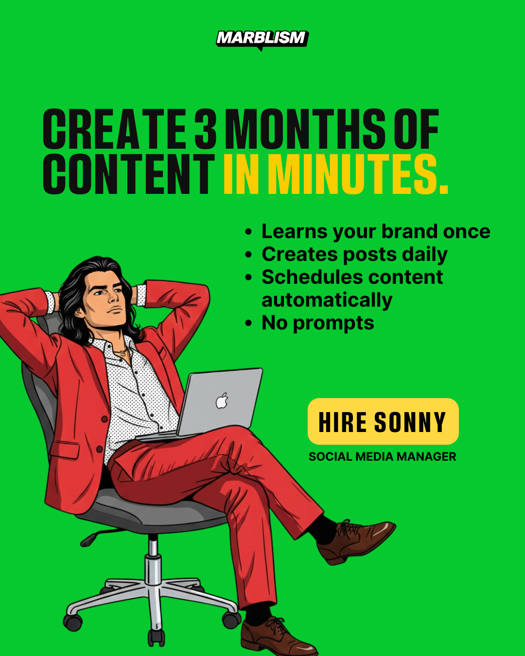 Marblism Social Media Manager — Create 3 Months of Content in Minutes