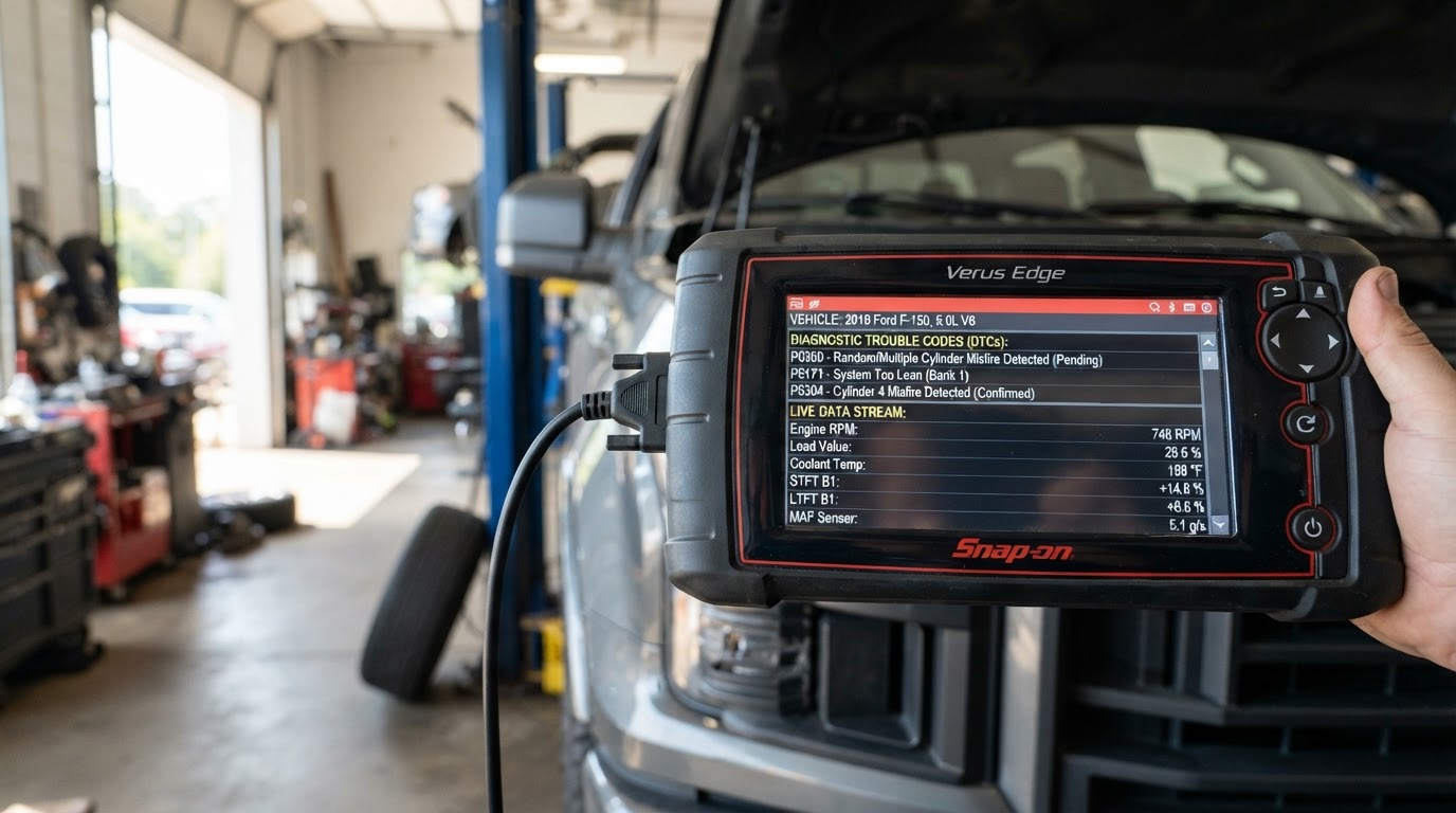 Diagnostic scan tool screen showing vehicle data during diagnostics