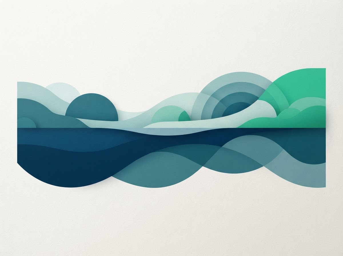 Abstract brand artwork representing connected marketing tools across the Delmarva Eastern Shore