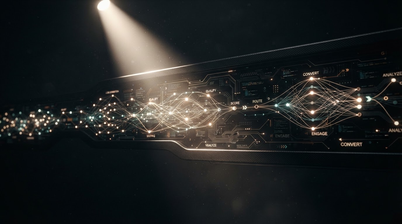 Visualização do fluxo de leads automatizado pela SpotlAIght