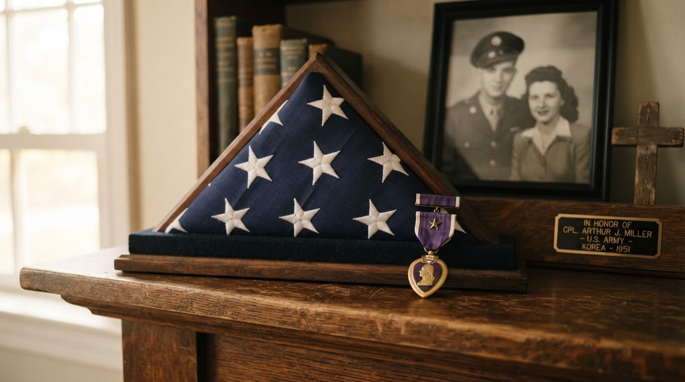 Dignified folded American flag honoring veteran service