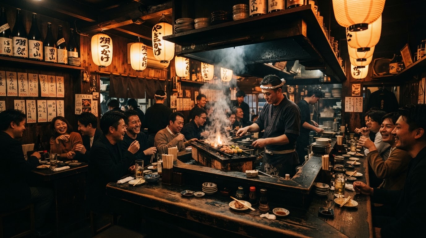 Sumi izakaya chef at the grill
