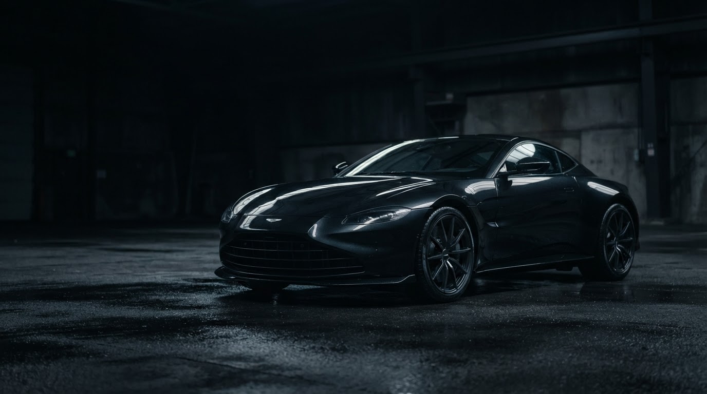 A premium performance car in a confident three-quarter front view
