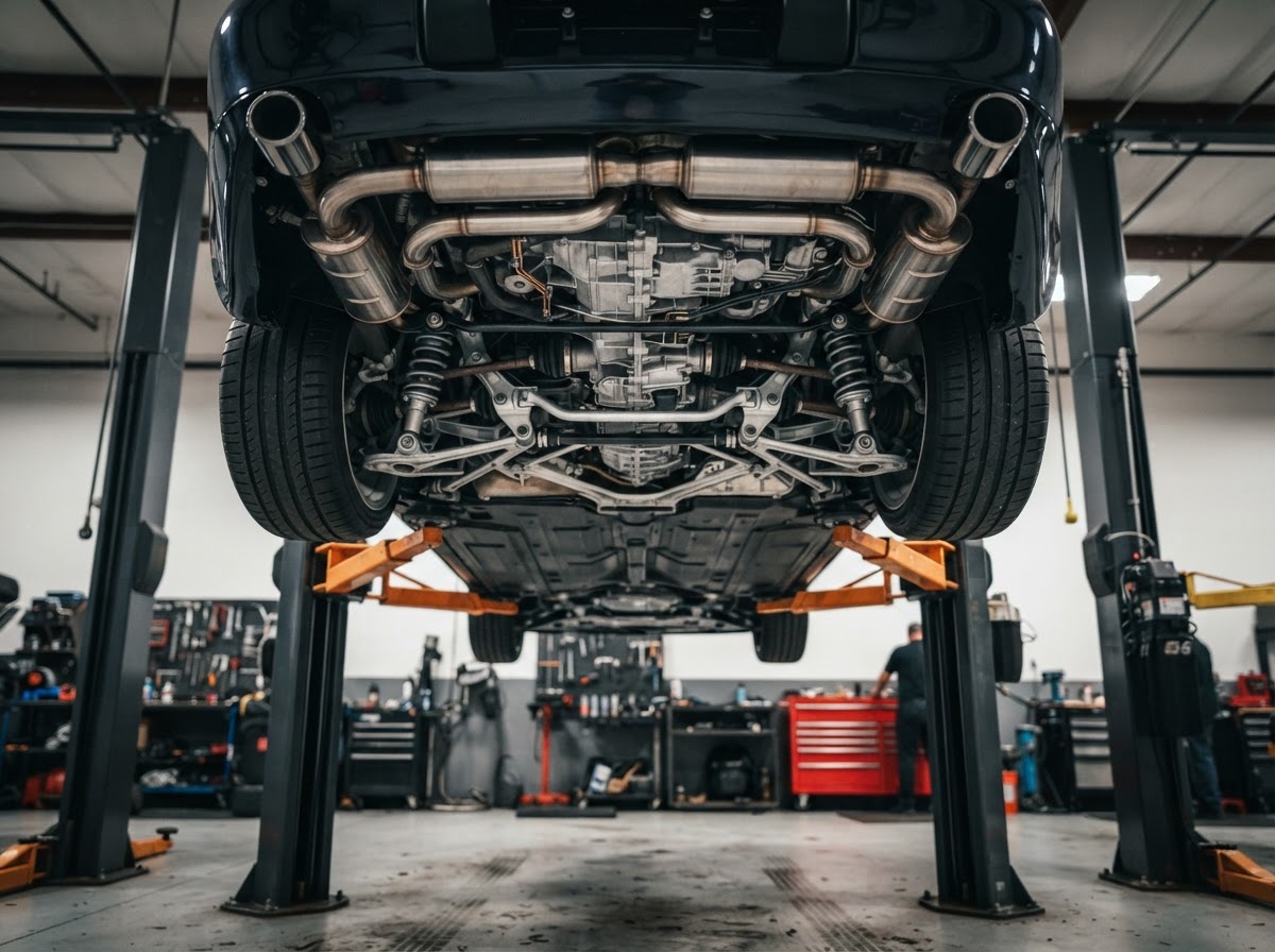 911 T undercarriage on a lift
