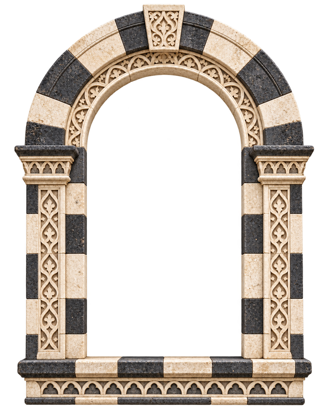 Ornate Levantine stone ablaq arch frame