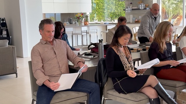 Founders reviewing strategic briefing documents