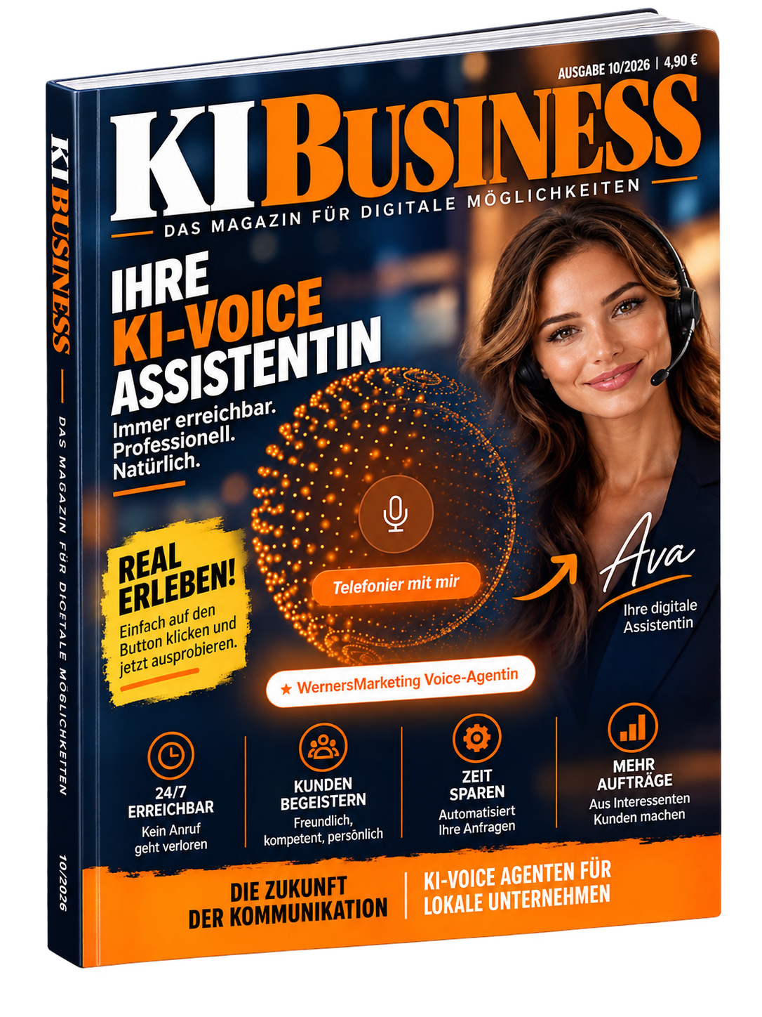 KI Business Magazin Cover Ausgabe 10/2026 mit KI-Assistentin Ava