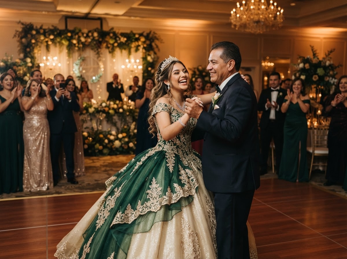 Quinceañera dance with family.