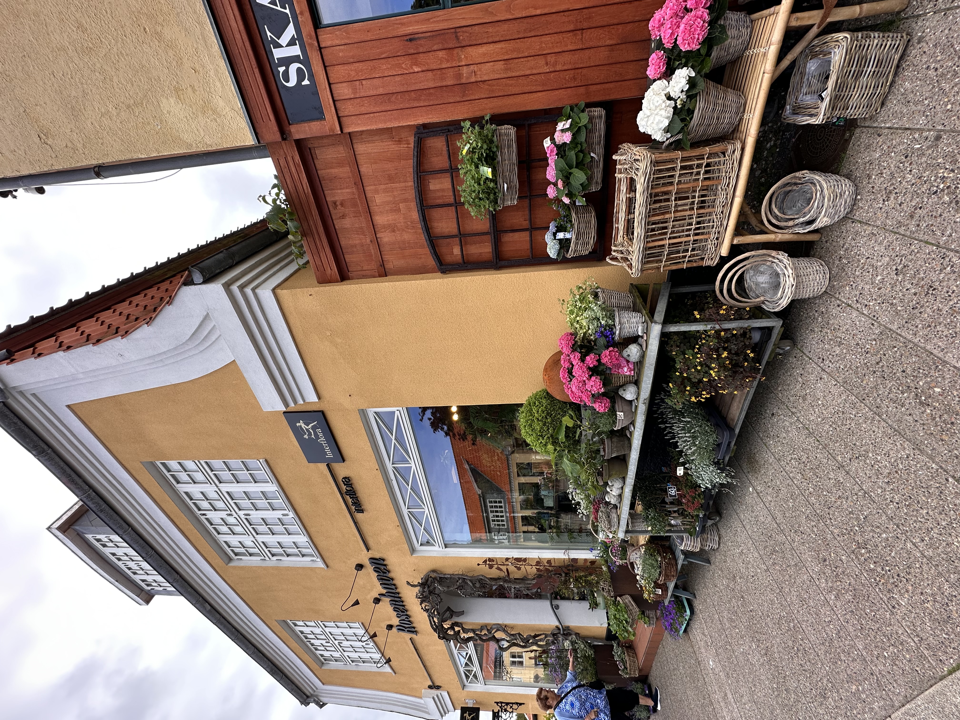Flower shop along the ochre streets of Skagen at Denmark's northern tip