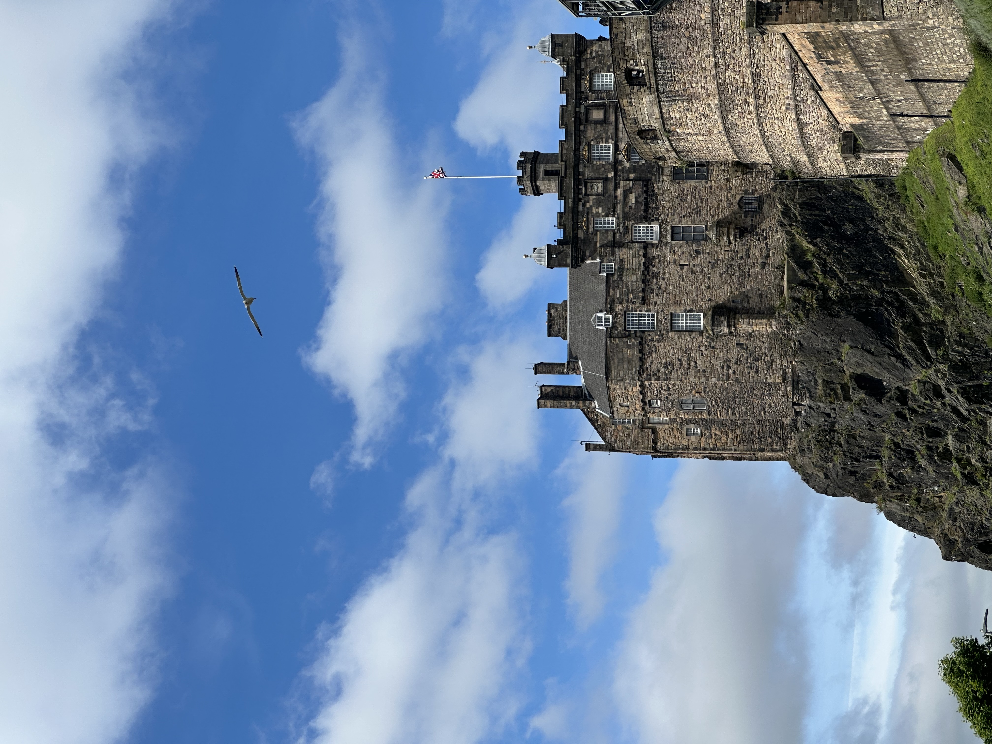 Edinburgh Castle perched atop Castle Rock in Scotland