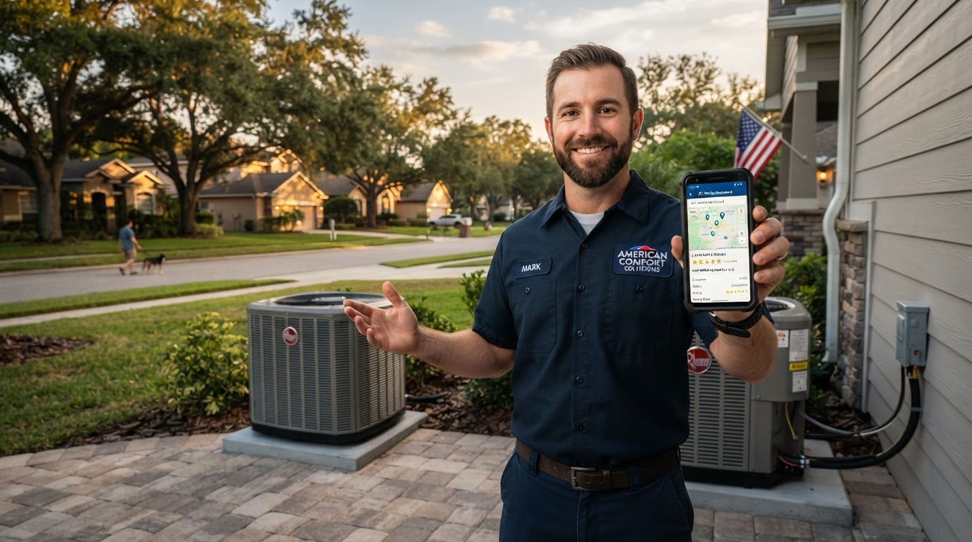 HVAC contractor using North AL Social app to turn a completed job into leads