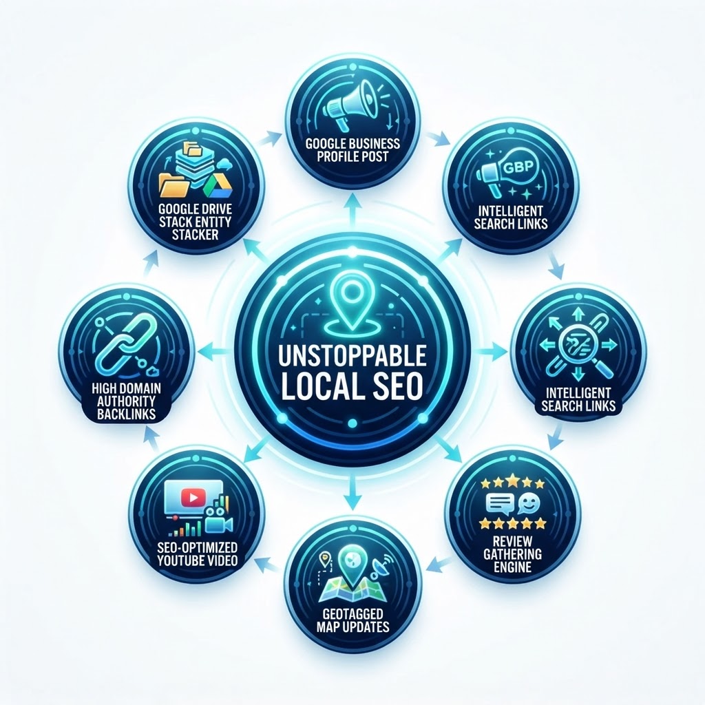 Unstoppable Local SEO 7-part automated ranking engine architecture